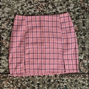 Pink Plaid Mini Skirt